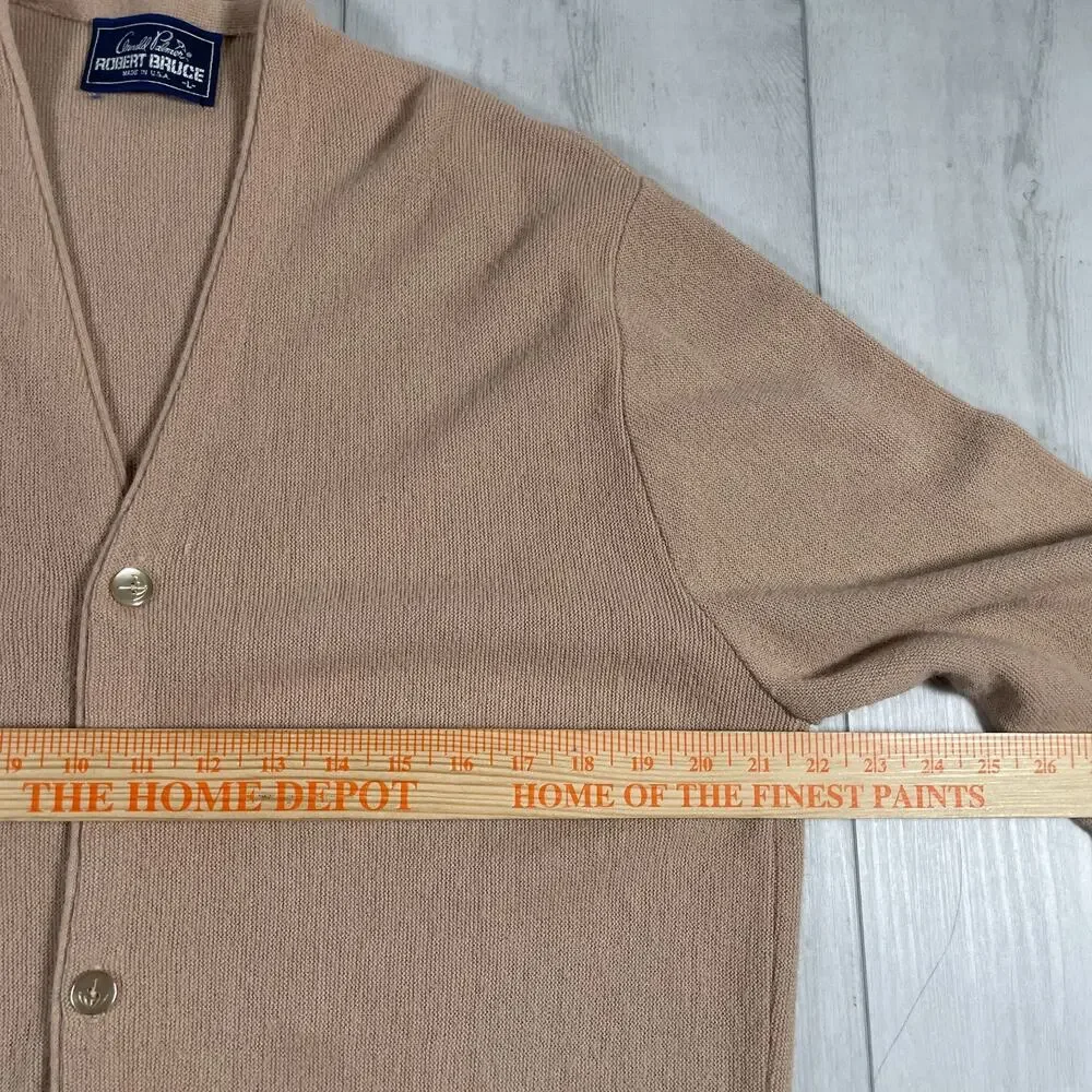 Vintage Arnold Palmer Cardigan Sweater Mens Size L Beige Robert Bruce - Picture 7 of 9